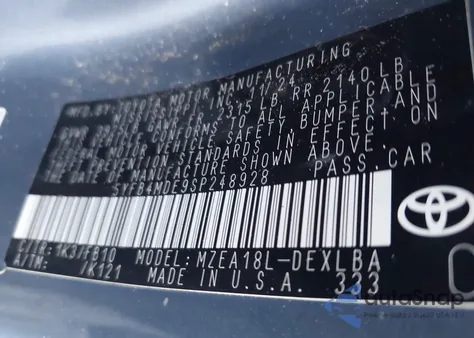 2025 Toyota Corolla Le from USA, damaged, VIN 5YFB4MDE9SP248928